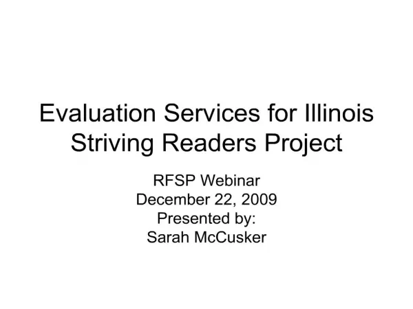 evaluation services for illinois striving readers project