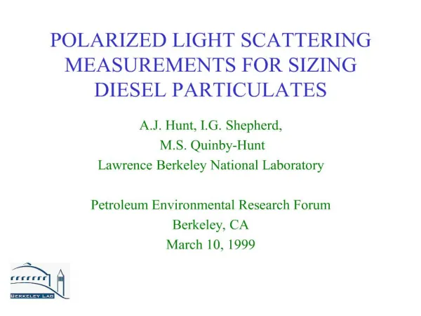 polarized light scattering measurements for sizing diesel particulates