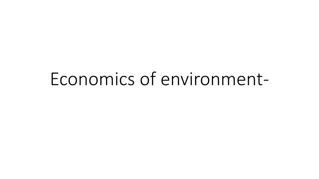 economics of environment