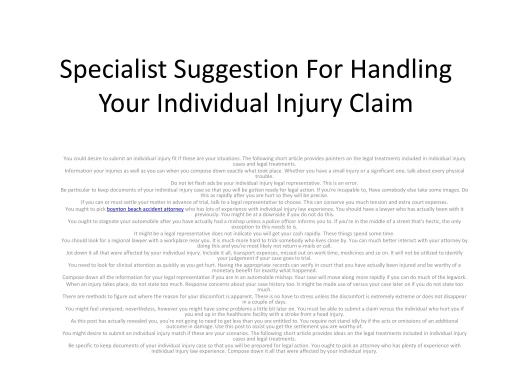 specialist suggestion for handling your individual injury claim