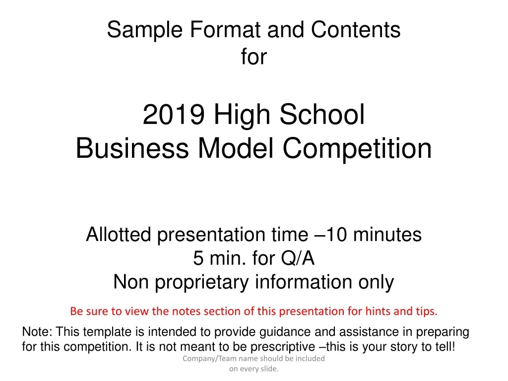 sample format and contents for 2019 high school