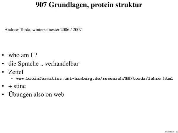 907 Grundlagen, protein struktur
