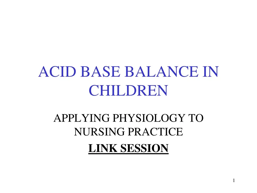 acid base balance in children