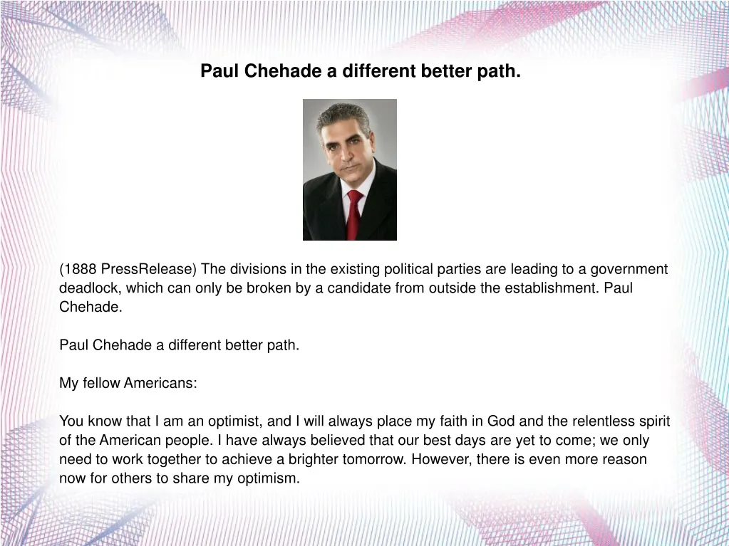 paul chehade a different better path