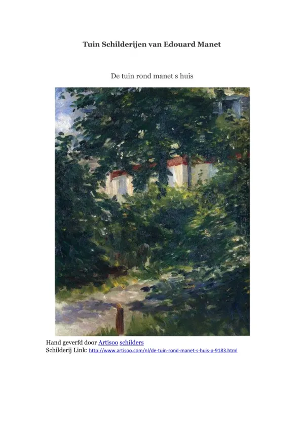 Tuin Schilderijen van Edouard Manet -- Artisoo