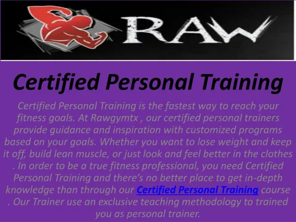 Personal Training Certified