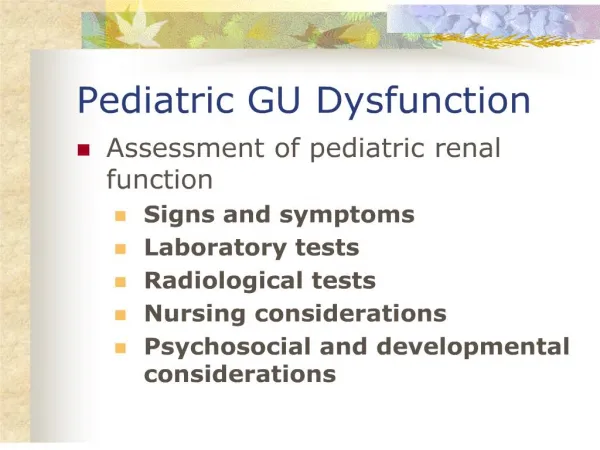pediatric gu dysfunction
