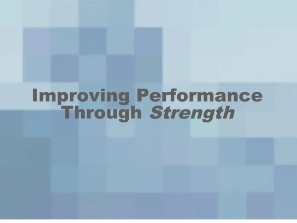 improving performance through strength