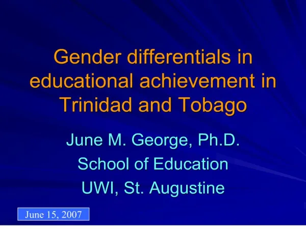 gender differentials in educational achievement in trinidad and tobago