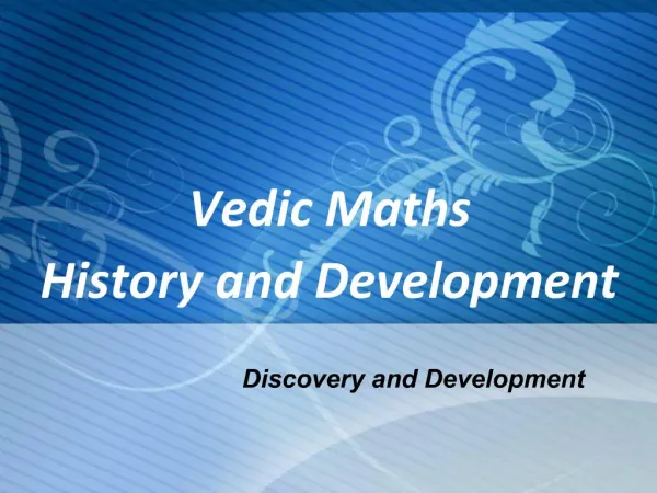 Vedic Maths History and Development