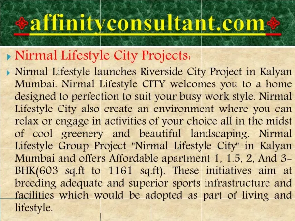 riverside kalyan project||nirmal city kalyan, nirmal lifesty