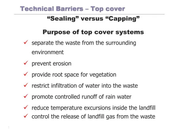 Technical Barriers Top cover