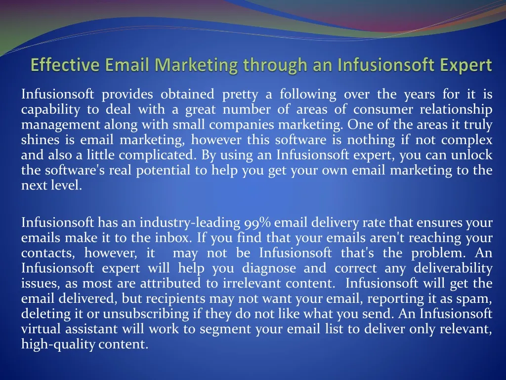 effective email marketing through an infusionsoft expert
