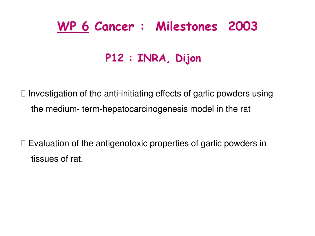 wp 6 cancer milestones 2003