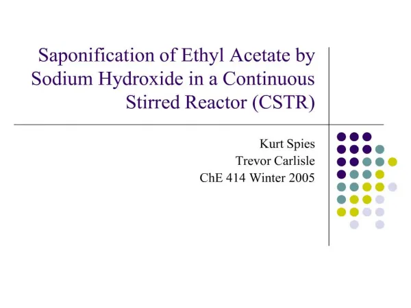 saponification of ethyl acetate by sodium hydroxide in a continuous stirred reactor cstr