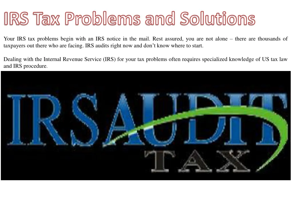 irs tax problems and solutions your