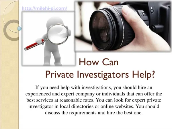 How can private investigators help ?