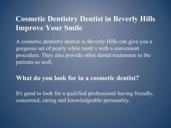 Cosmetic Dentistry Dentist in Beverly Hills Improve Your Sm