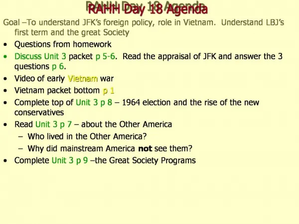 RAHH Day 18 Agenda