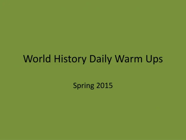 World History Daily Warm Ups