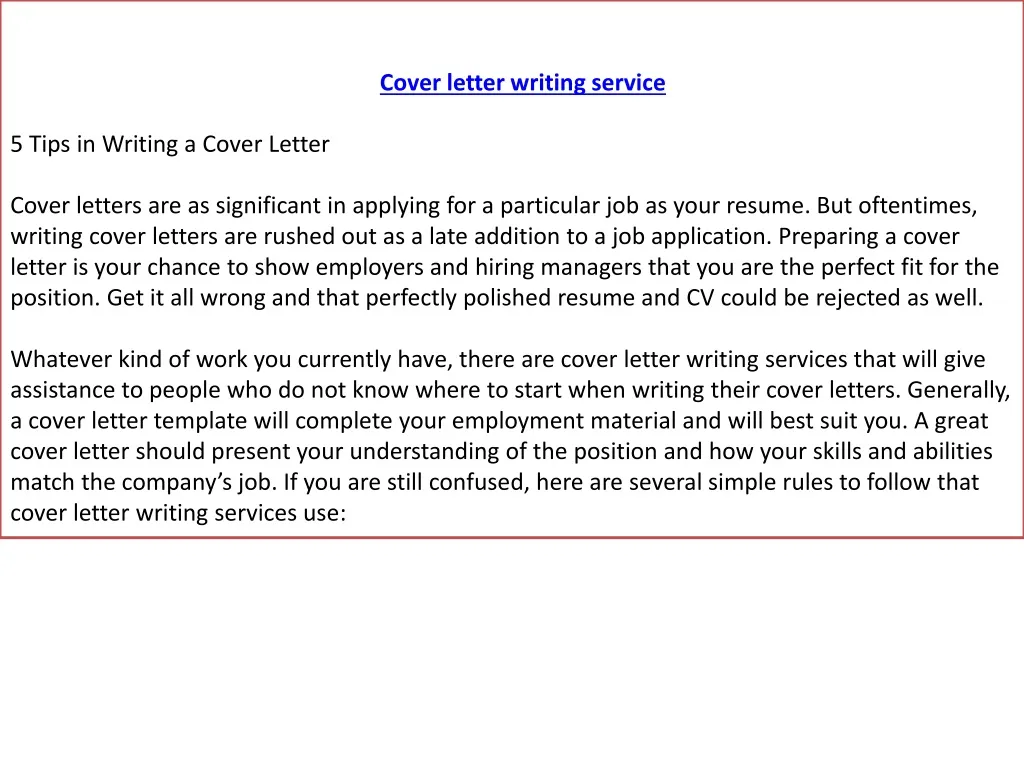 cover letter writing service 5 tips in writing
