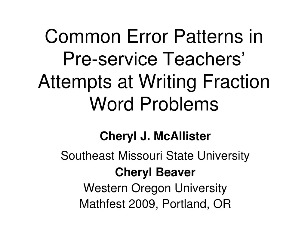 common error patterns in pre service teachers attempts at writing fraction word problems
