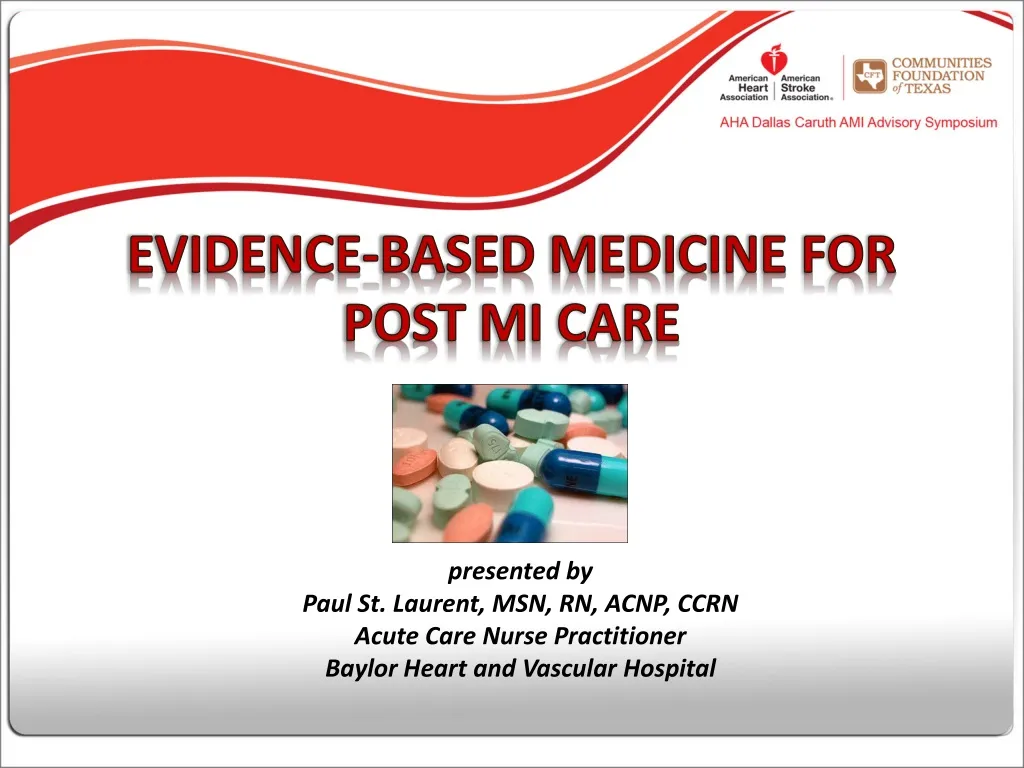 evidence based medicine for post mi care