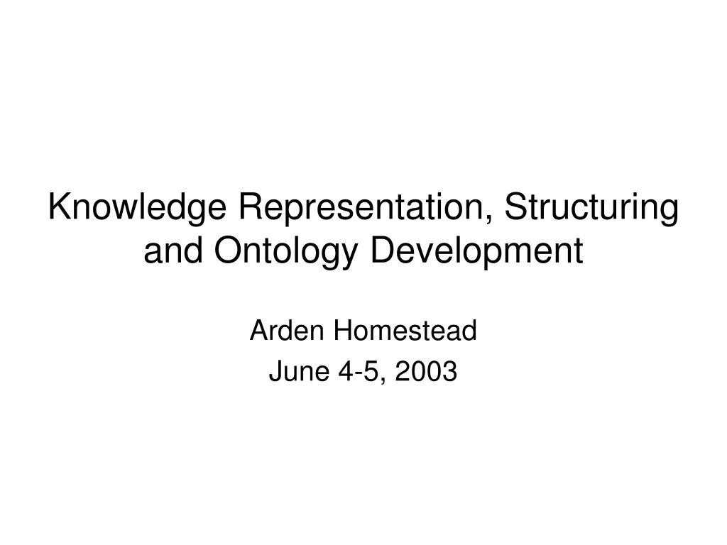 knowledge representation structuring and ontology development