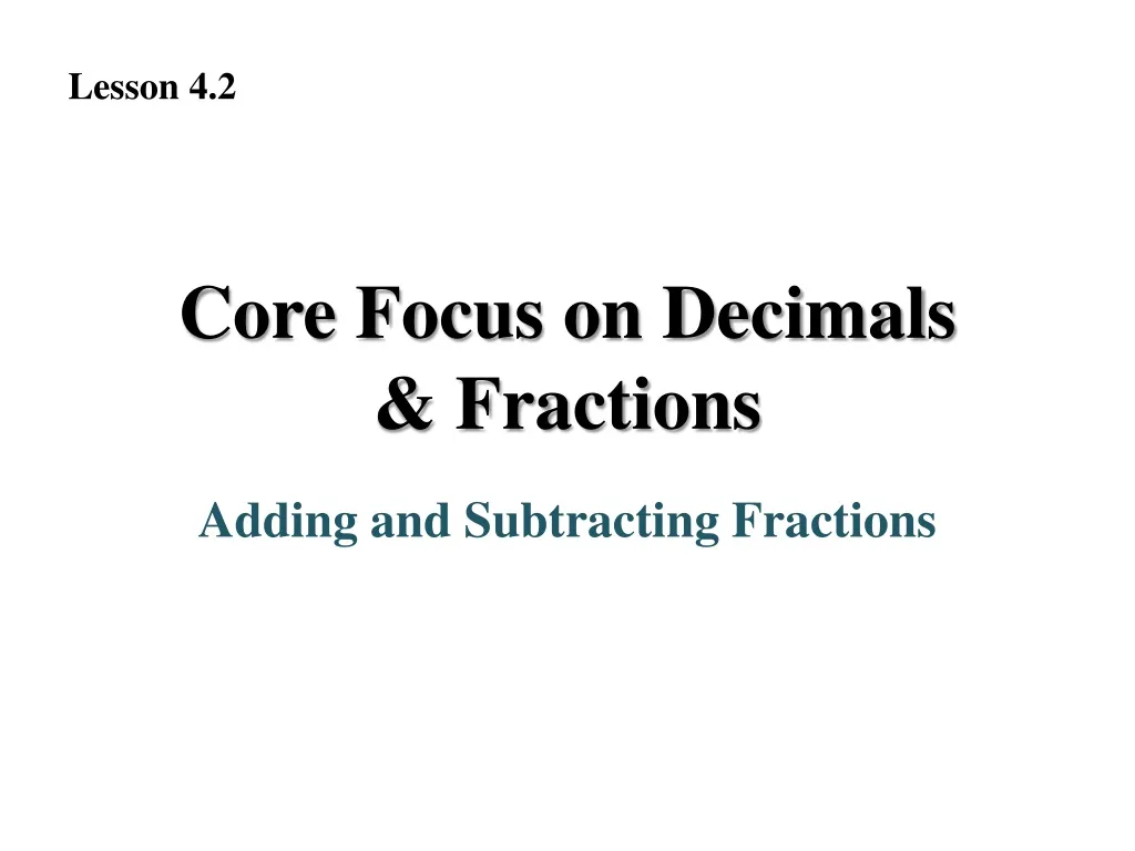 core focus on decimals fractions