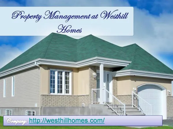 Property Management at Westhill Homes