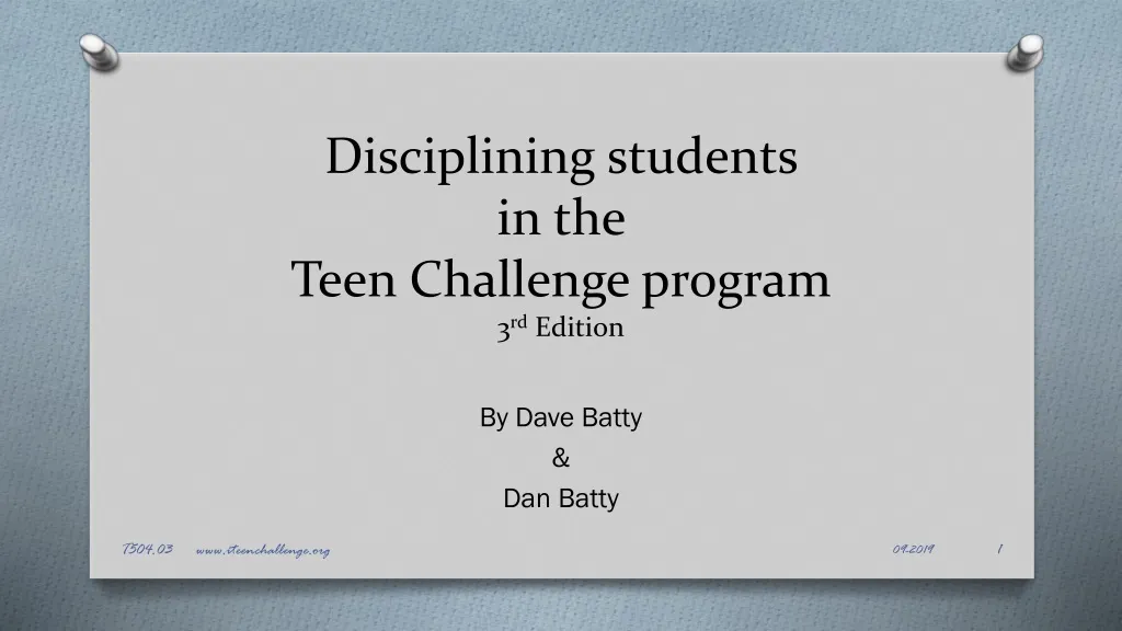 disciplining students in the teen challenge program 3 rd edition