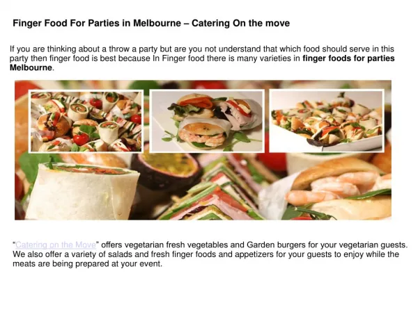 Finger Food For Parties in Melbourne