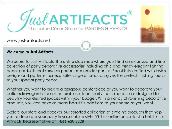 Just Artifacts Store for Home Decor Accessories and Favors