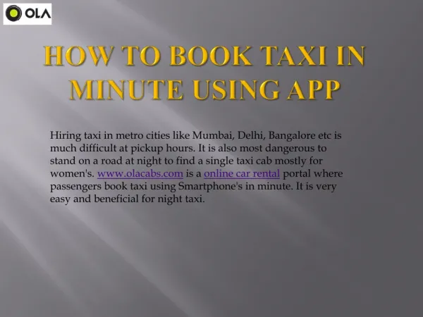Book Taxi In Minute