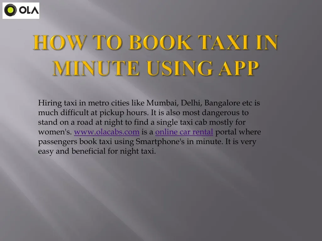 how to book taxi in minute using app
