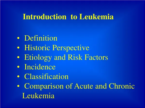 Introduction to Leukemia