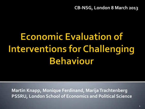 Economic Evaluation of Interventions for Challenging Behaviour
