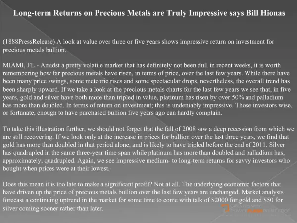 long-term returns on precious metals are truly impressive sa
