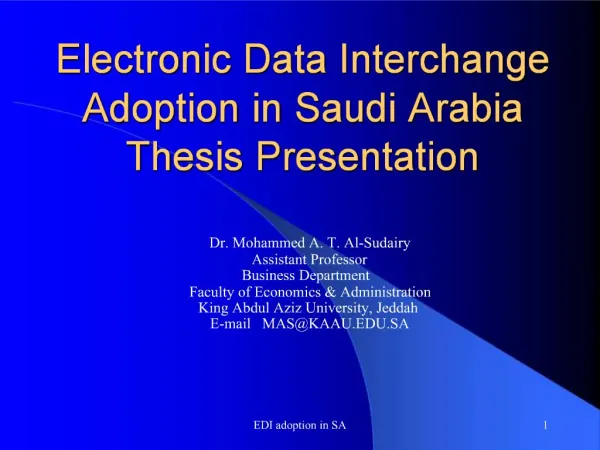 Electronic Data Interchange Adoption in Saudi Arabia Thesis Presentation