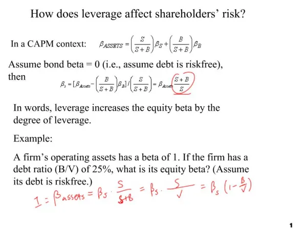 How does leverage affect shareholders risk