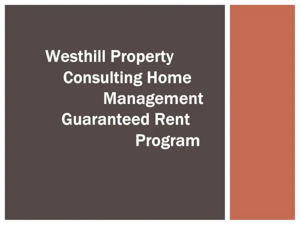 Westhill Property Consulting Home Management Guaranteed Rent