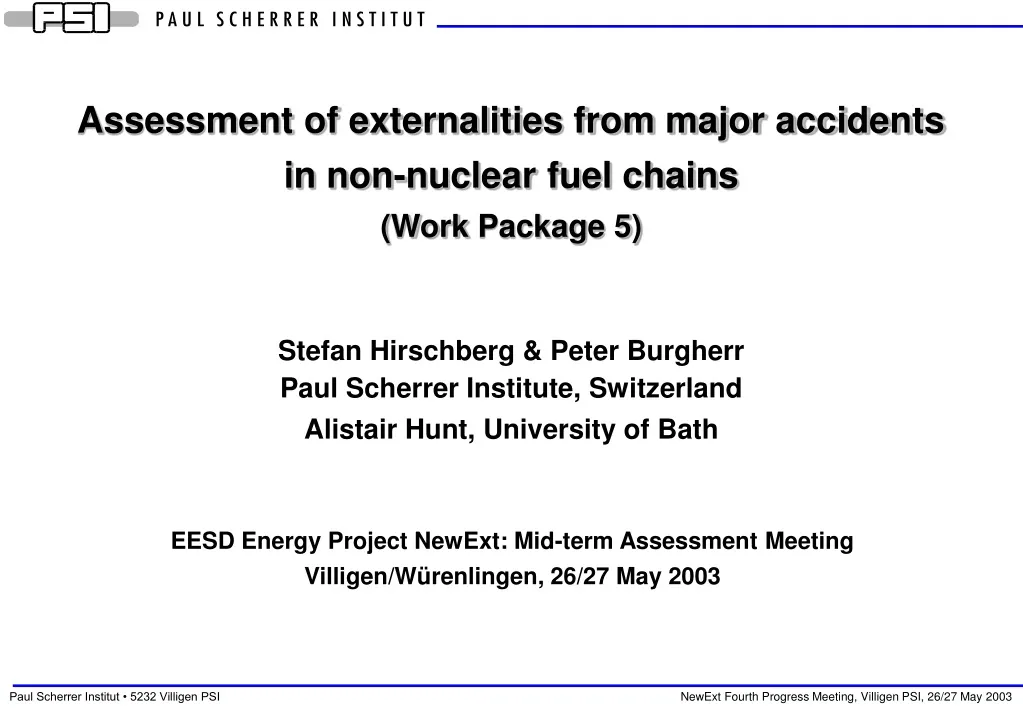 assessment of externalities from major accidents in non nuclear fuel chains work package 5
