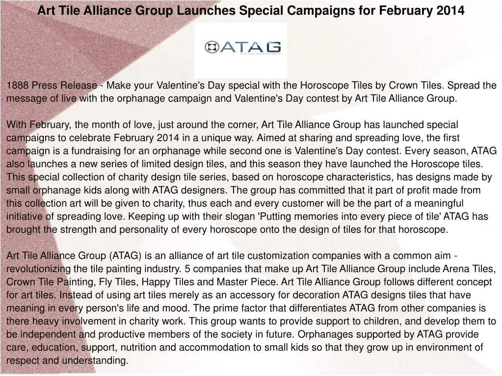 art tile alliance group launches special