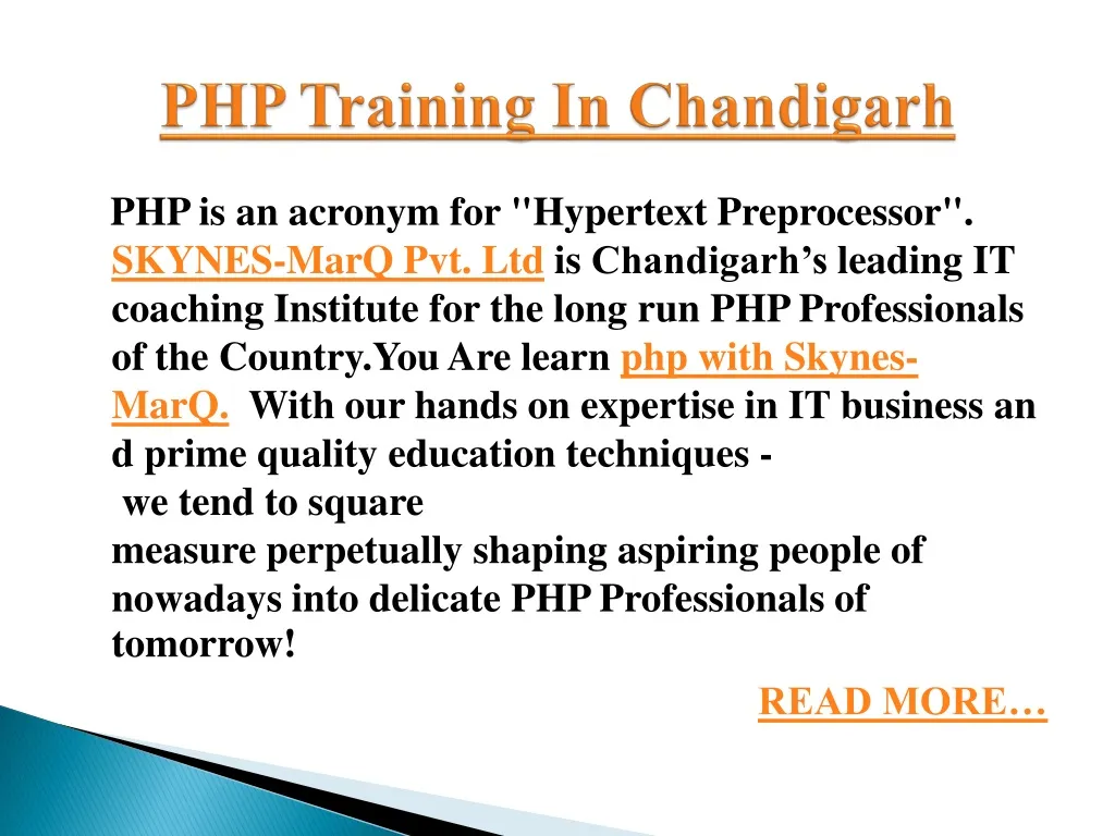 php training in chandigarh