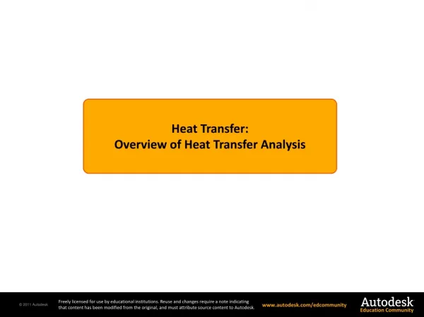Heat Transfer : Overview of Heat Transfer Analysis