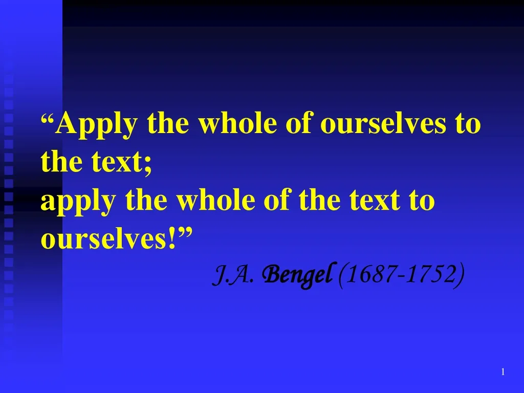 apply the whole of ourselves to the text apply