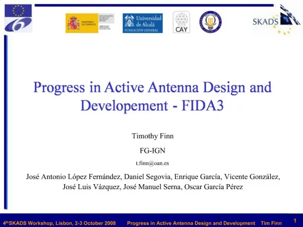 Progress in Active Antenna Design and Developement - FIDA3