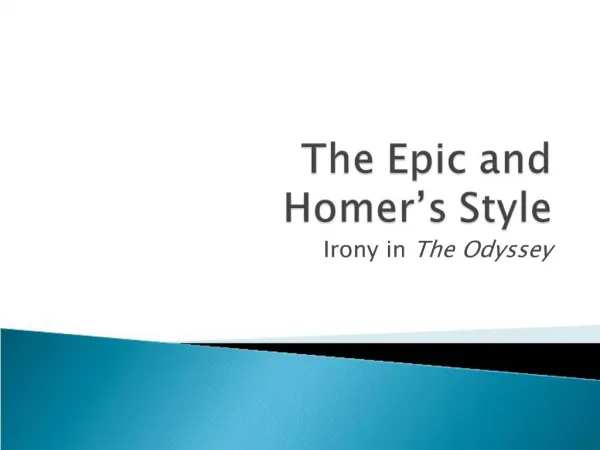 The Epic and Homer s Style