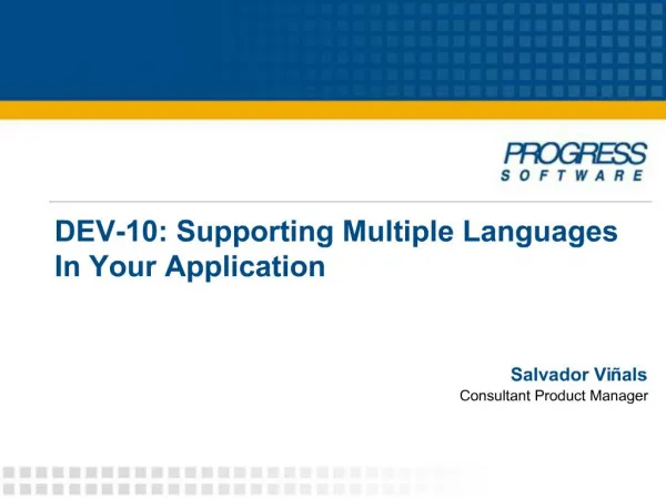 DEV-10: Supporting Multiple Languages In Your Application