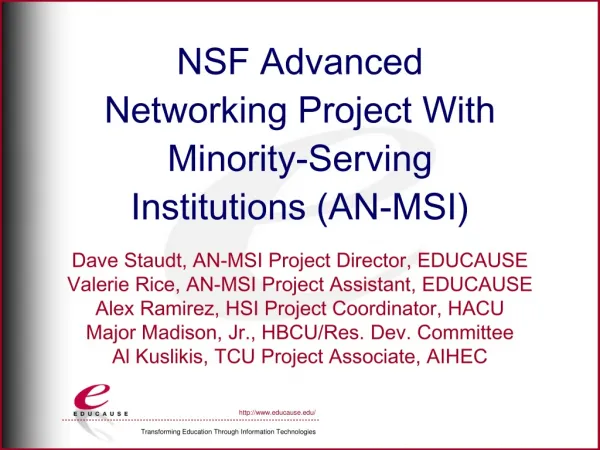 NSF Advanced Networking Project With Minority-Serving Institutions (AN-MSI)